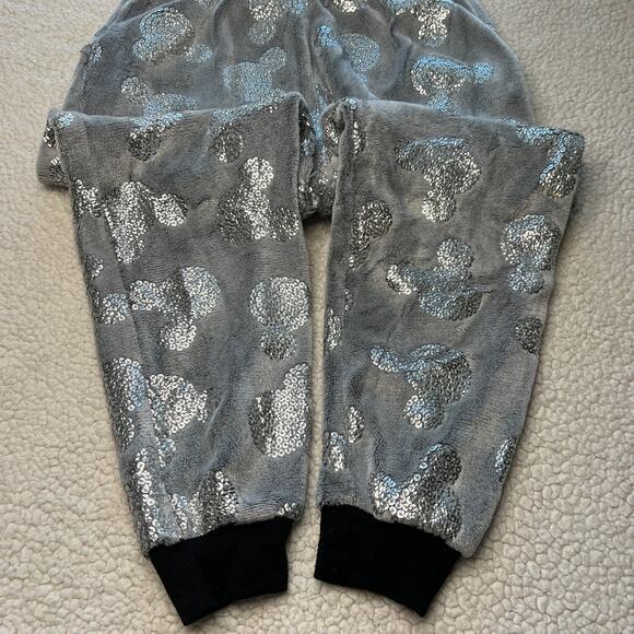 Disney Silver Sequin Mickey Jogger Sleep Pants Medium - Picture 9 of 12